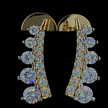 KKER227-Elegant Curved Lab-Grown Diamond Stud Earrings