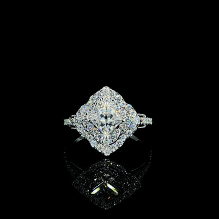 KKR194-Princess-Cut Stunner: Double Halo Diamond Ring
