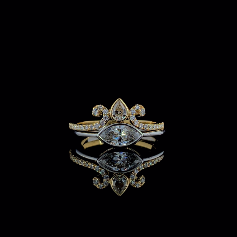 KKR315-Crown Jewels: Marquise & Pear-Cut Tiara Ring