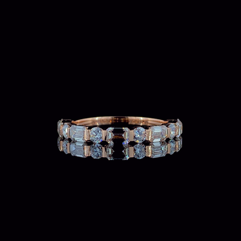 KKR319-Baguette Bliss: Modern Diamond Stackable Ring