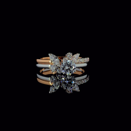 KKR333-Blooming Petals: Marquise Diamond Floral Ring