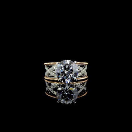 KKR364-Twist & Shine: 3ct Solitaire Double Band Ring