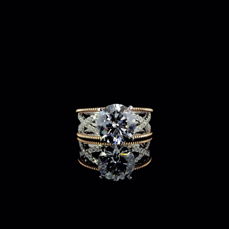 KKR364-Twist & Shine: 3ct Solitaire Double Band Ring