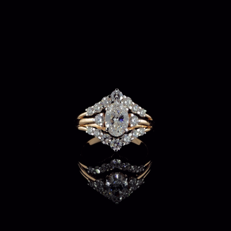 KKR368-Royal Radiance: Oval Diamond Crown Ring